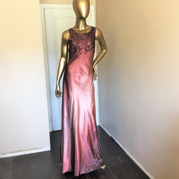 Ombré Beaded and Embroidered Sheath Gown - Picture 2 of 13